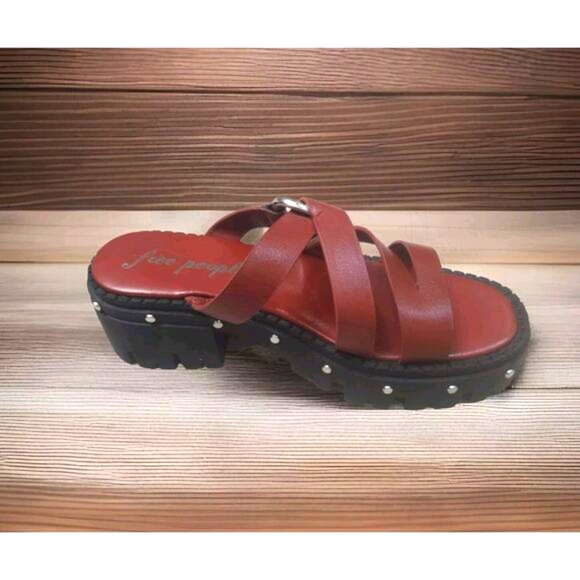 Free People Autumn Studded Platform Wine Leather Lined 39/9 NOWT - Picture 5 of 11